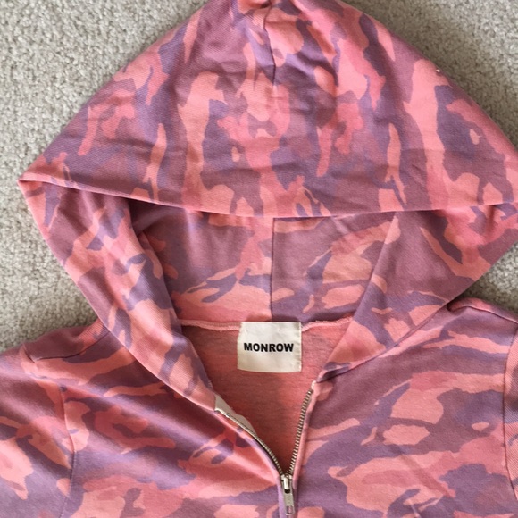 Monrow Pink Camouflage ZIP Hoodie size L New - Picture 2 of 7